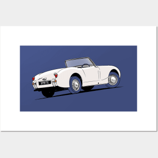 Austin Healey 'Frog Eye' Sprite in White Posters and Art